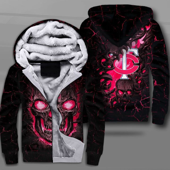 Minnesota twins lava skull full printing fleece hoodie