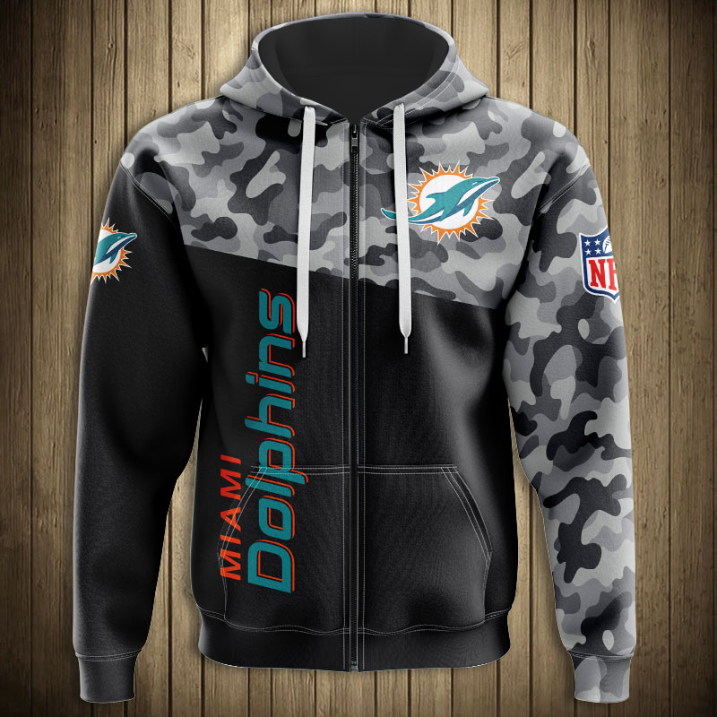 National football league miami dolphins military zip hoodie