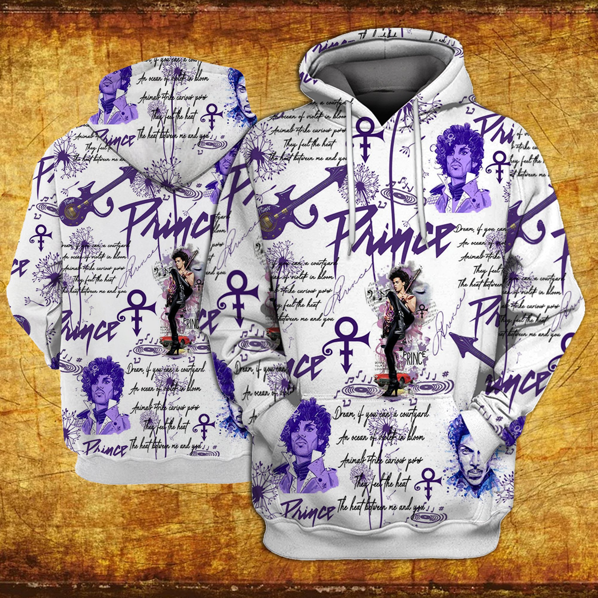 Prince all over printed hawaiian hoodie