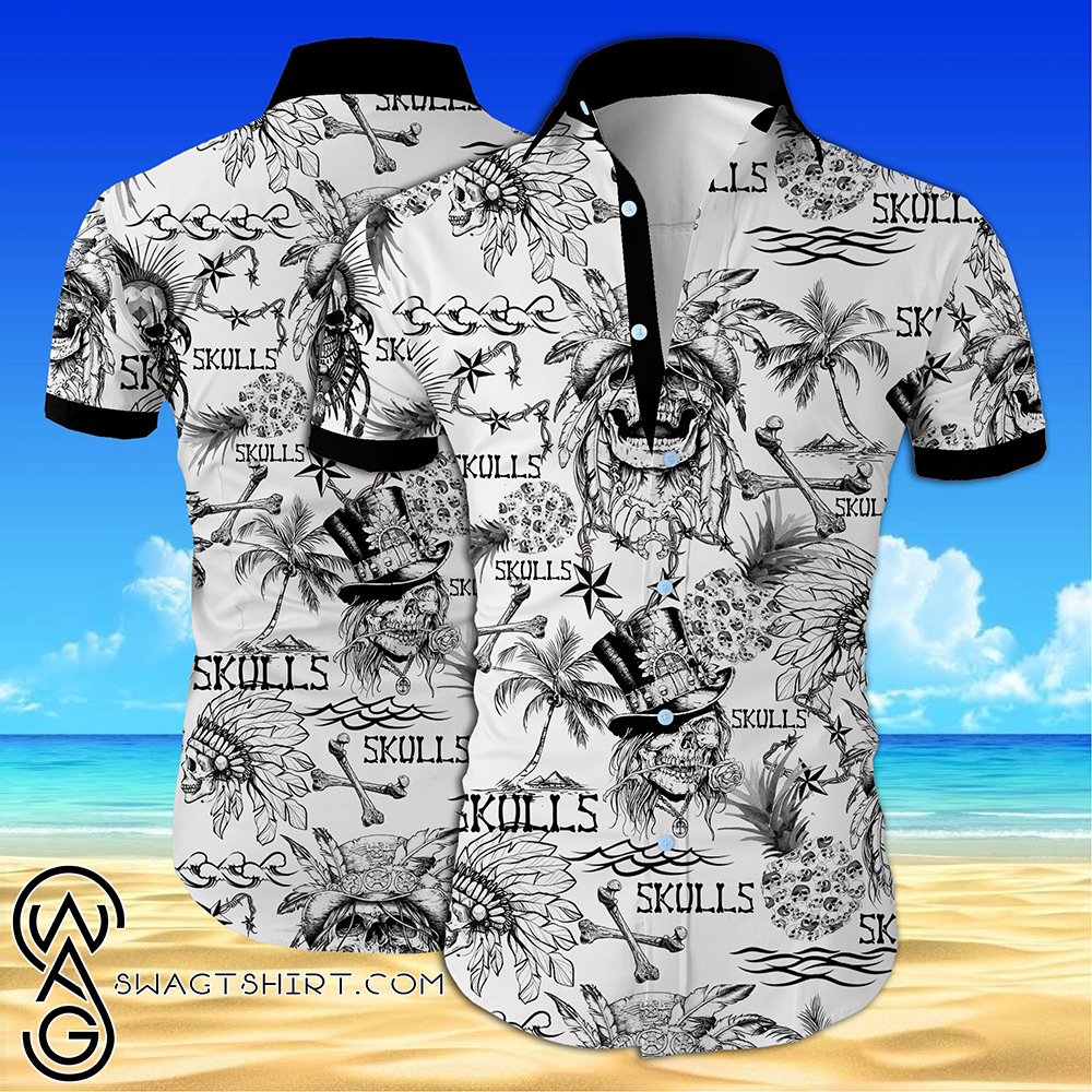 Skulls all over printed hawaiian shirt