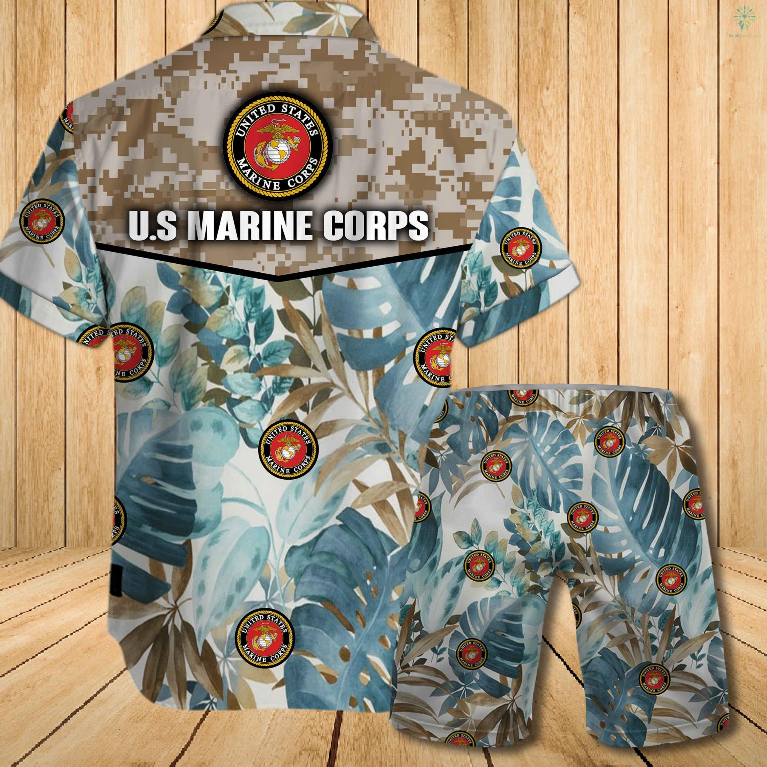 US marine corps all over printed hawaiian shirt 1