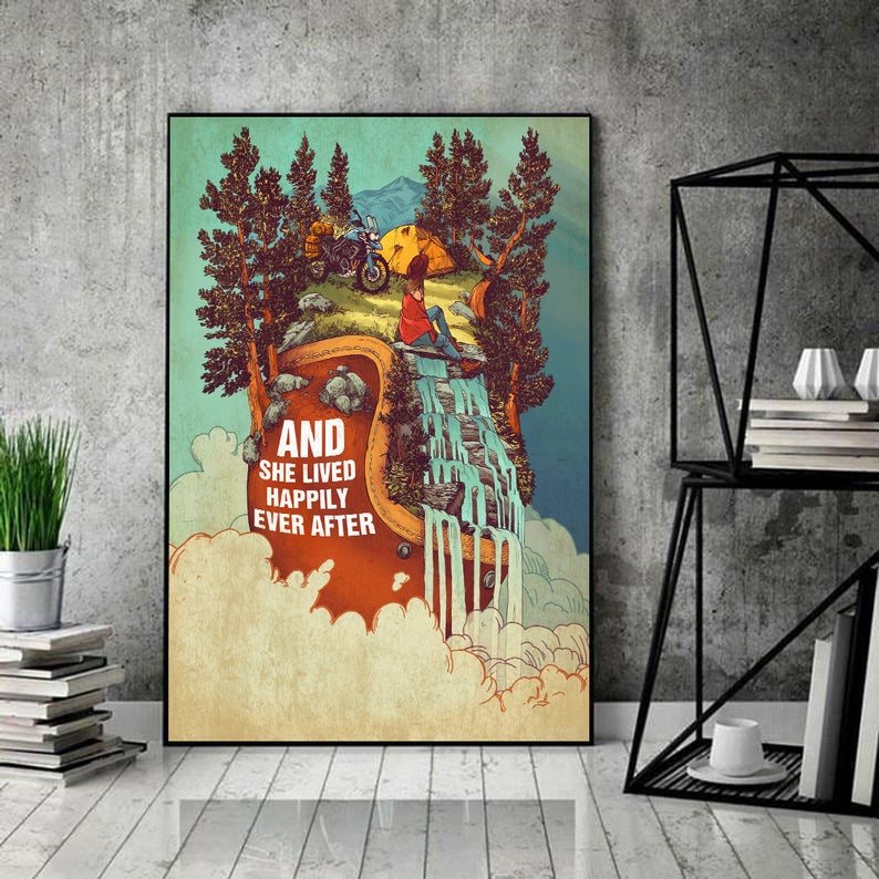 And she lived happily ever after camping vintage poster 1