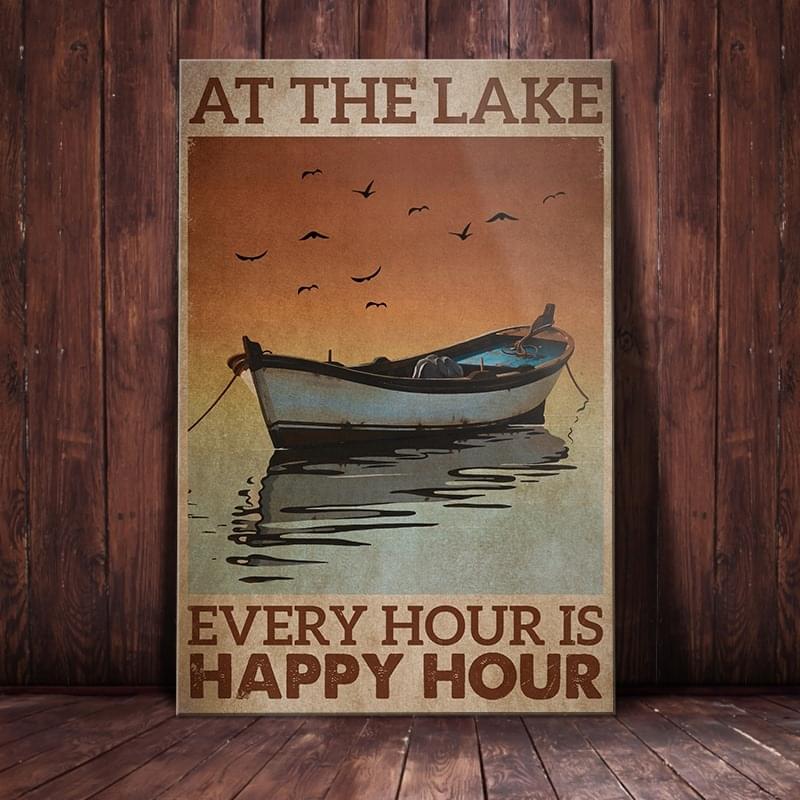At the lake every hour is happy hour vintage poster 2
