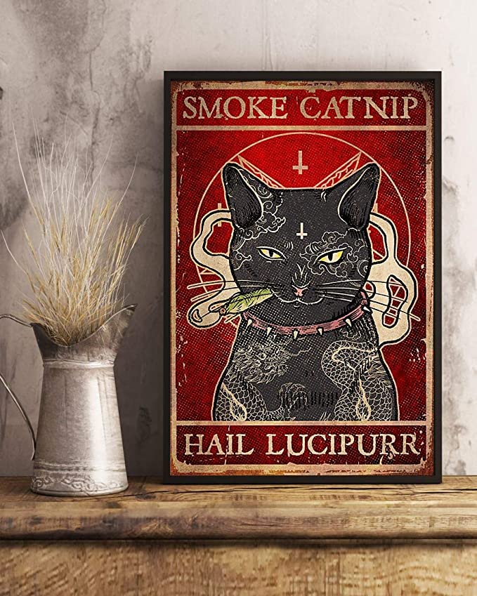 Black cat smoke catnip hail lucipurr poster poster 2