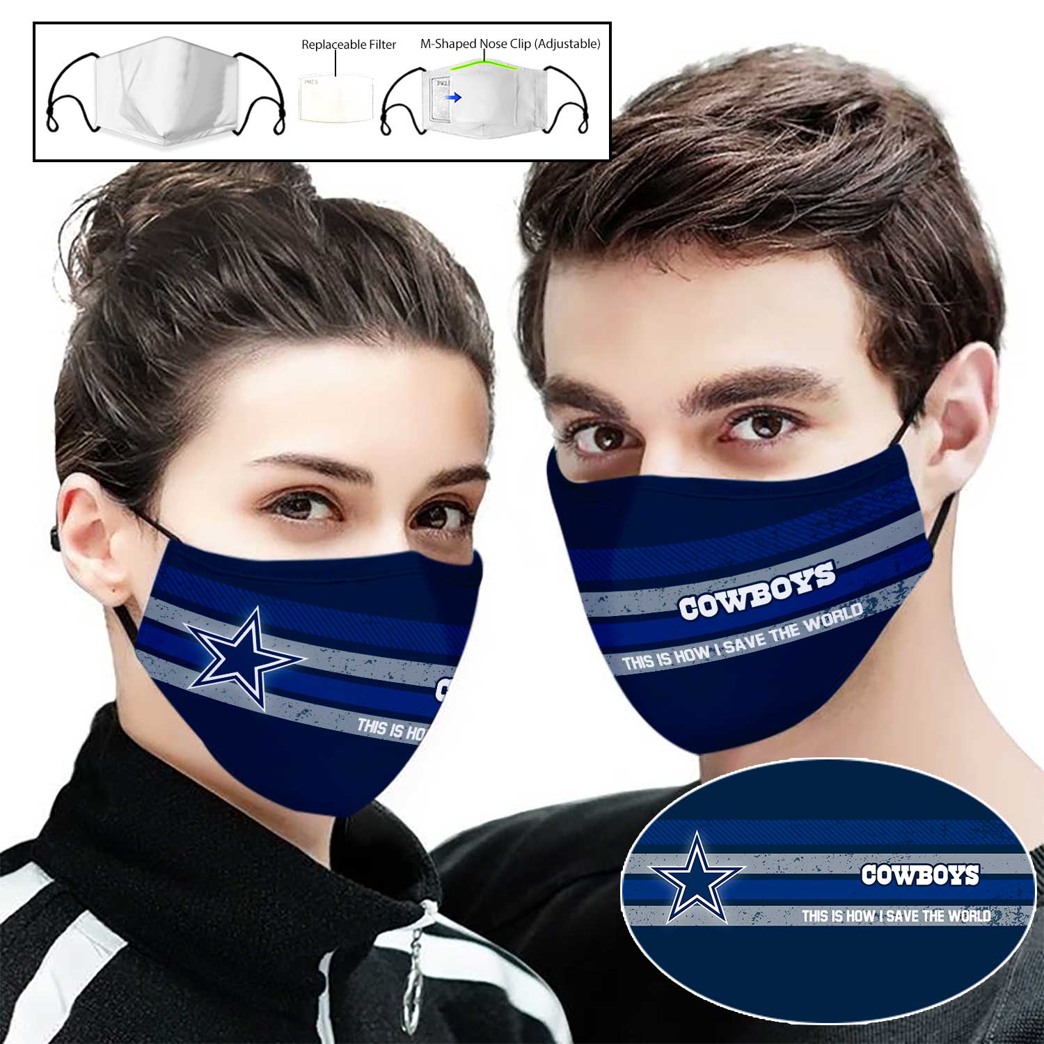 Dallas cowboys this is how i save the world full printing face mask 1