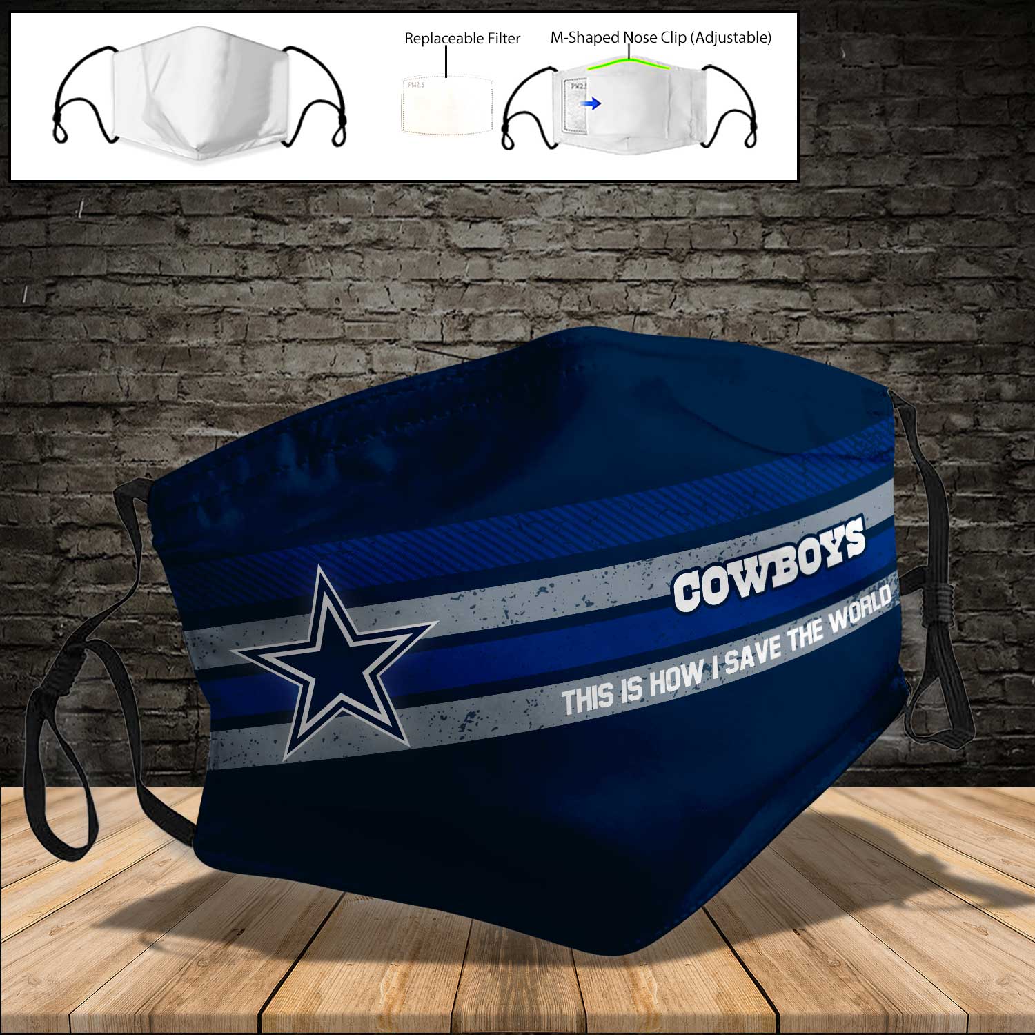 Dallas cowboys this is how i save the world full printing face mask 3