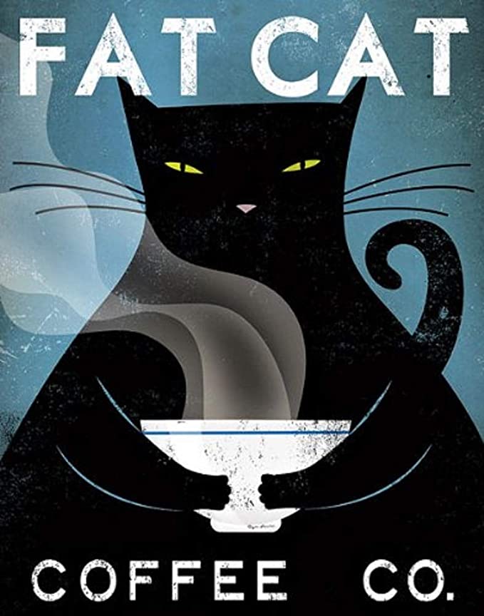 Fat cat coffee cafe company black cat poster 3