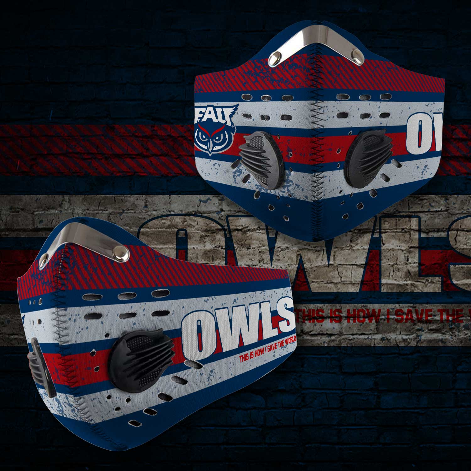 Florida atlantic owls this is how i save the world face mask 2
