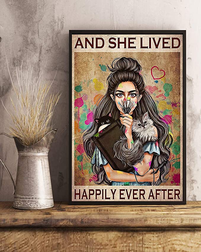 Girl with cats and she lived happily ever after poster 3