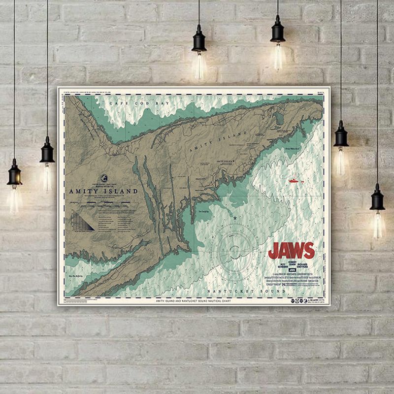 Jaws amity island map unframed poster 4