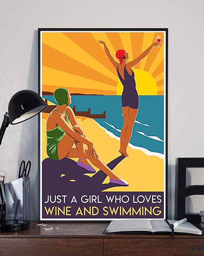 Just a girl who loves wine and swimming summer poster 1