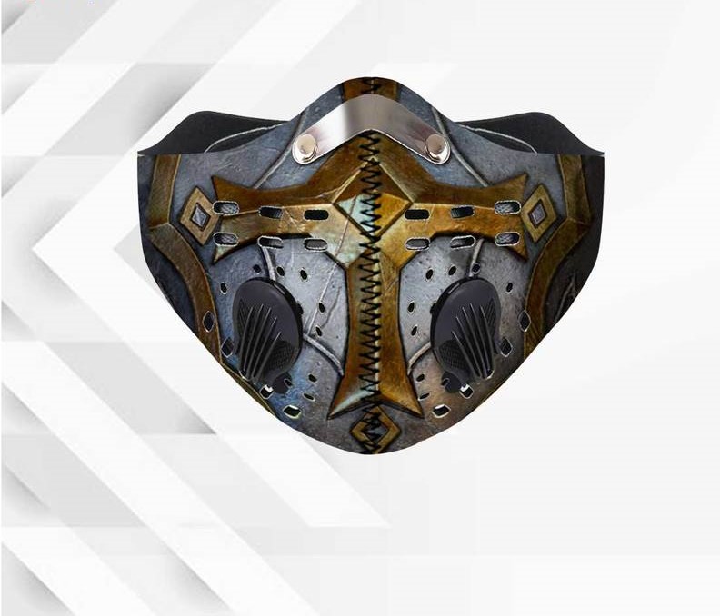Knights templar symbol metallic filter activated carbon face mask 2