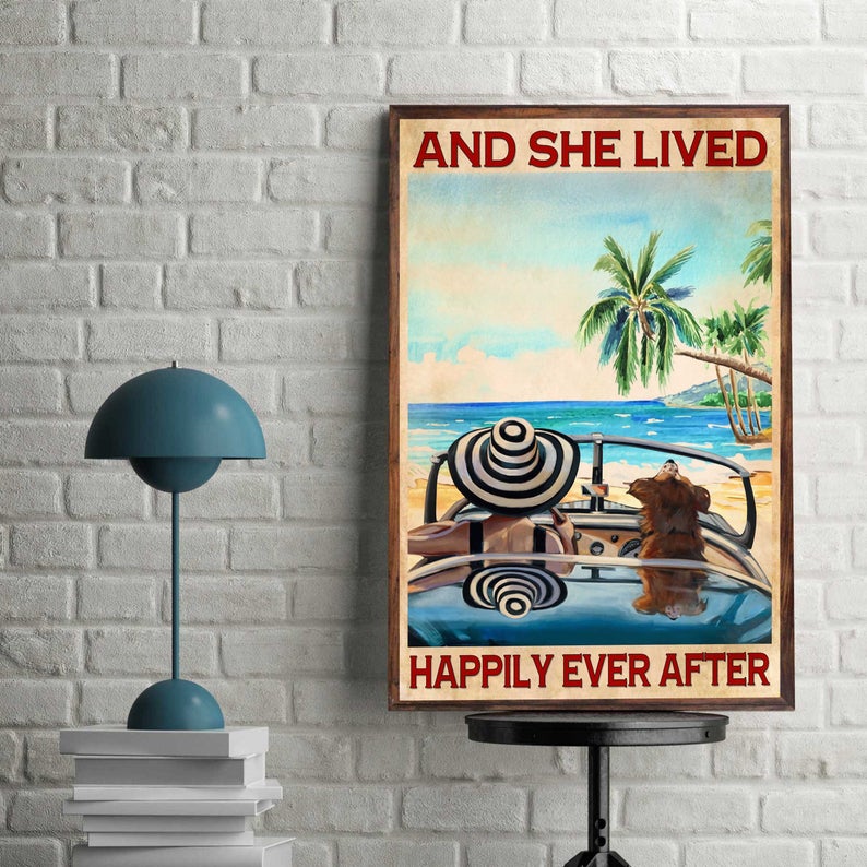 Love dogs and she lived happily ever after summer time vintage poster 4