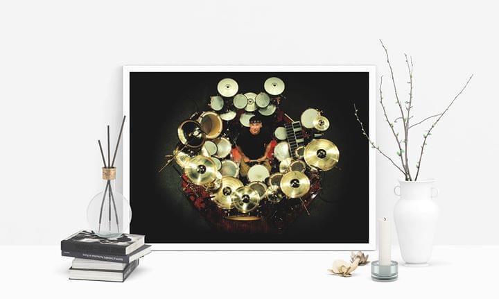 Neil peart at his kit poster 3