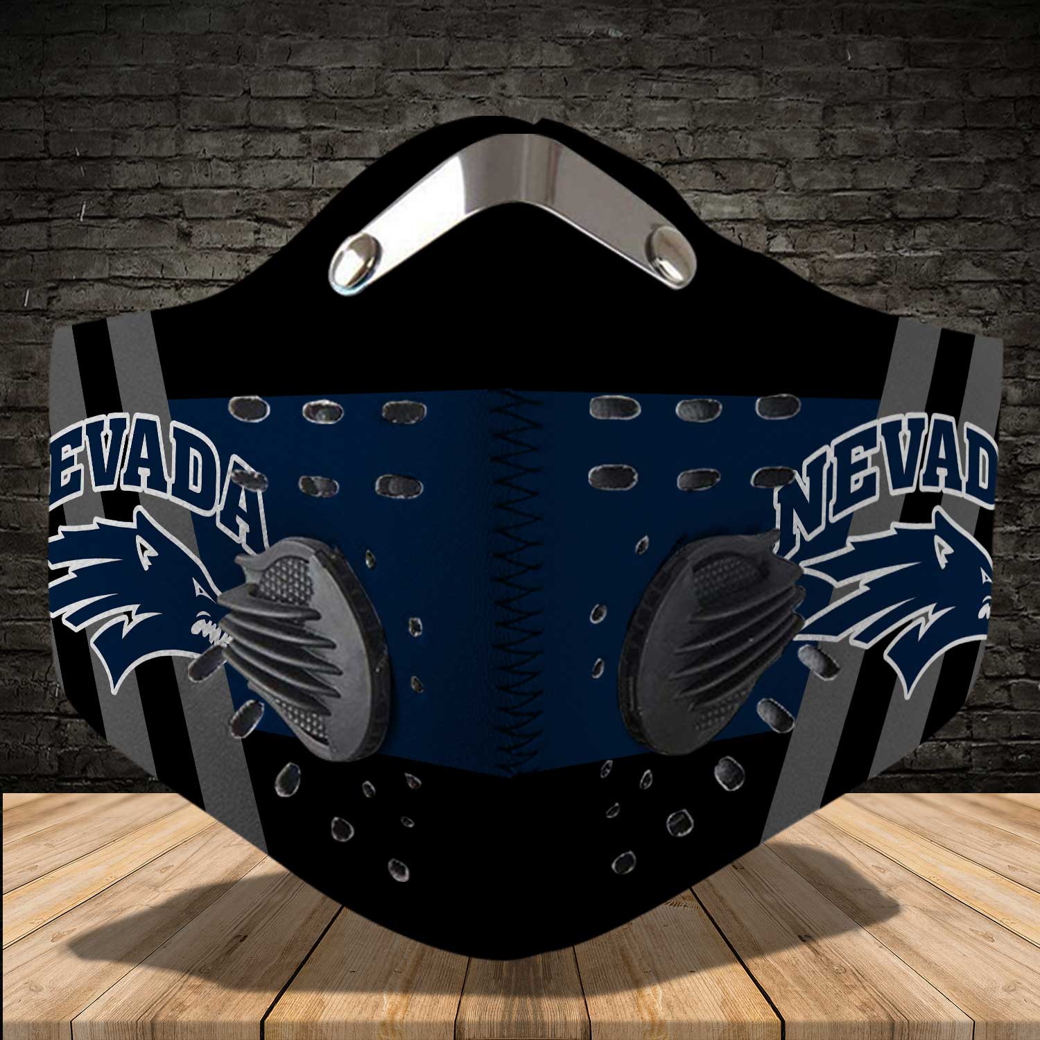 Nevada wolf pack football carbon filter face mask 3