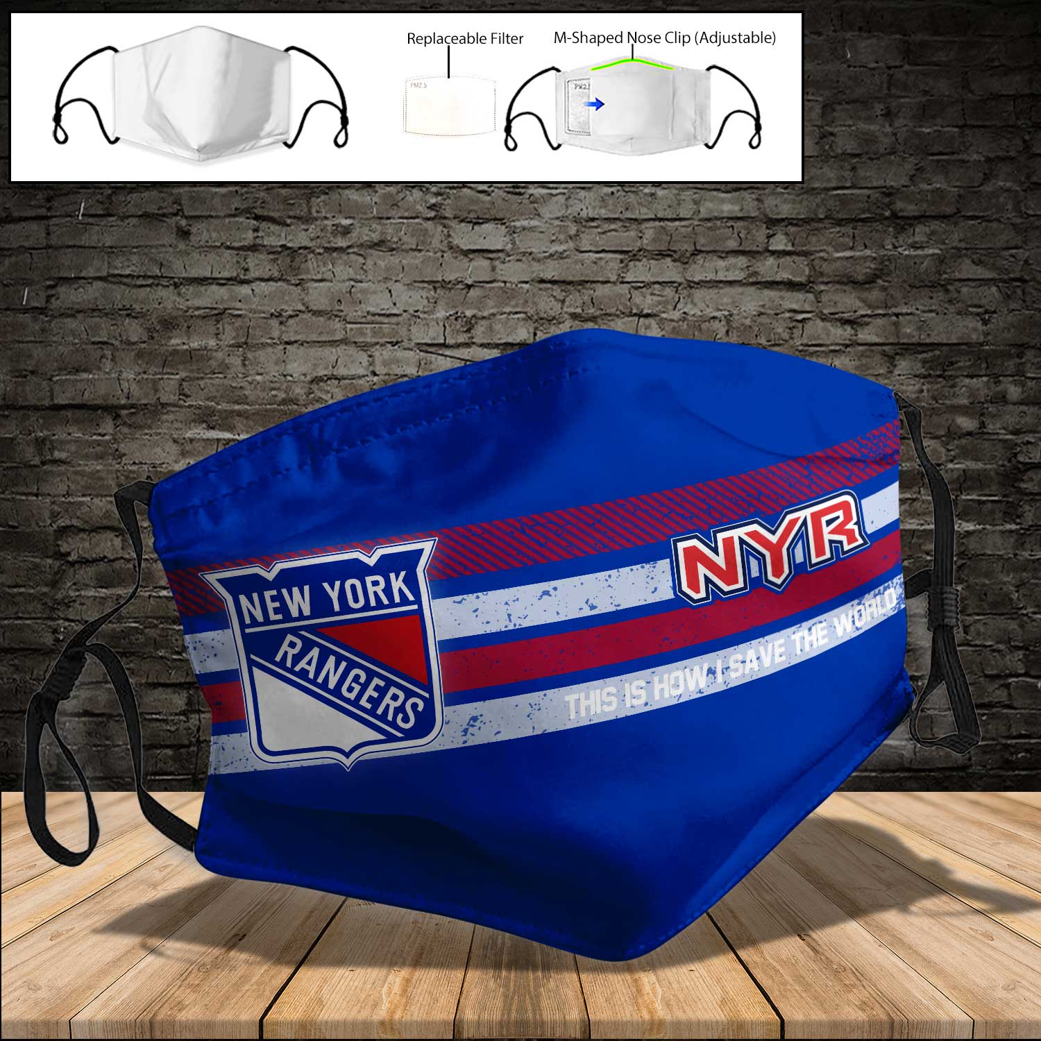 New york rangers this is how i save the world full printing face mask 3