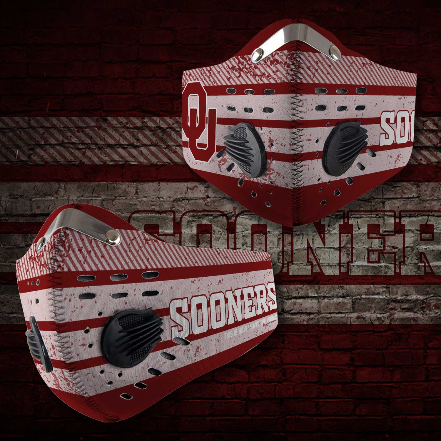 Oklahoma sooners this is how i save the world carbon filter face mask 2