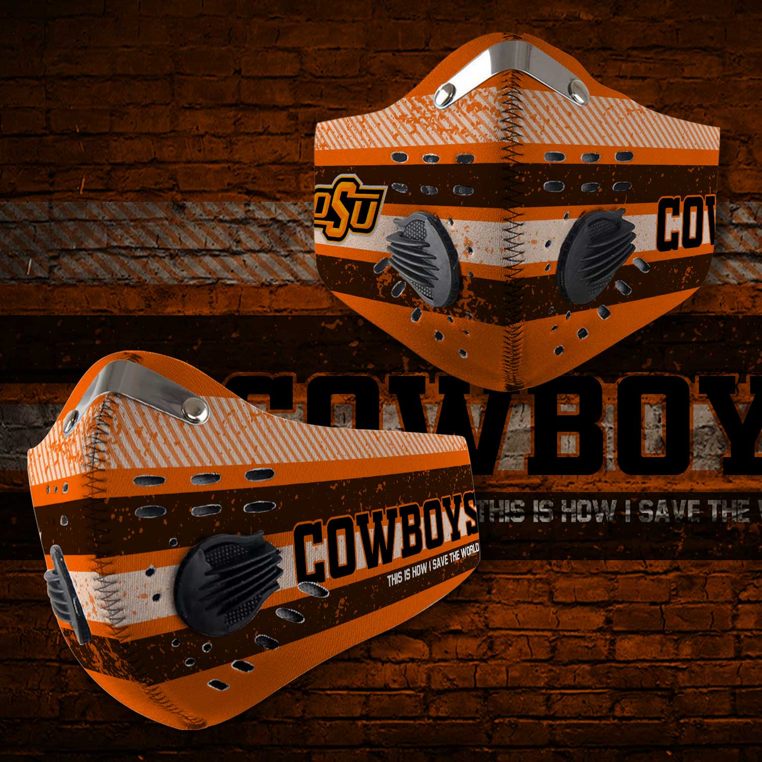 Oklahoma state cowboys this is how i save the world face mask 2