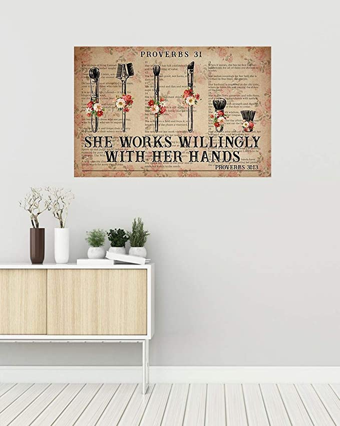 She works wiliingly with her hands makeup tools flowers dictionary poster 1
