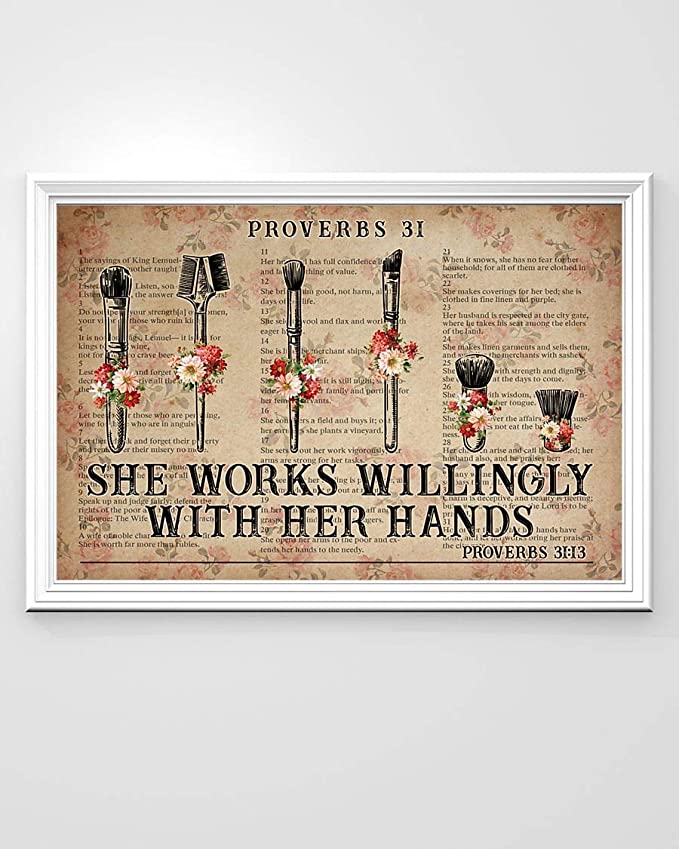 She works wiliingly with her hands makeup tools flowers dictionary poster 2