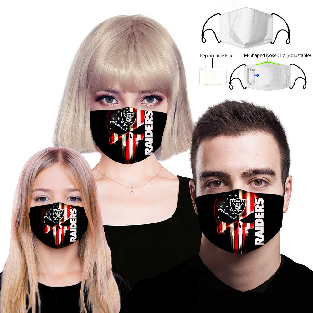 Skull oakland raiders american flag full printing face mask 1