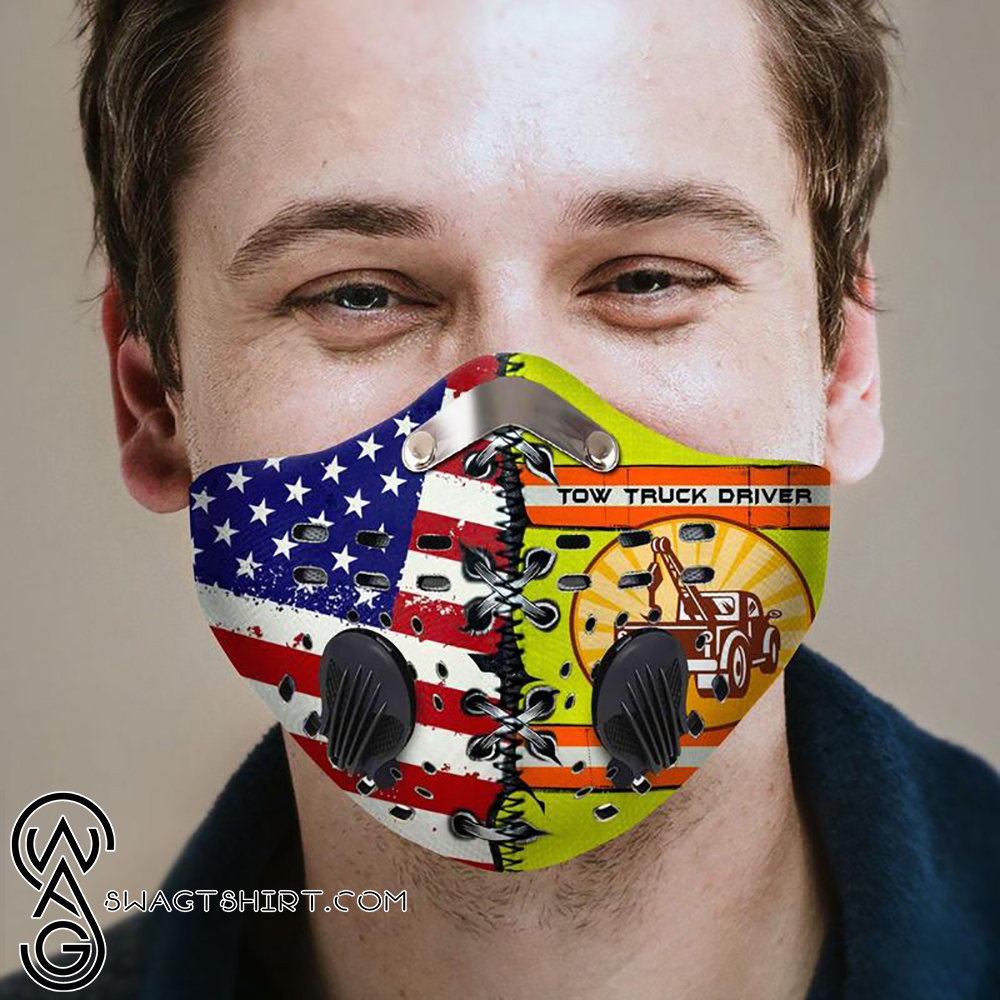 Tow truck driver american flag filter activated carbon face mask
