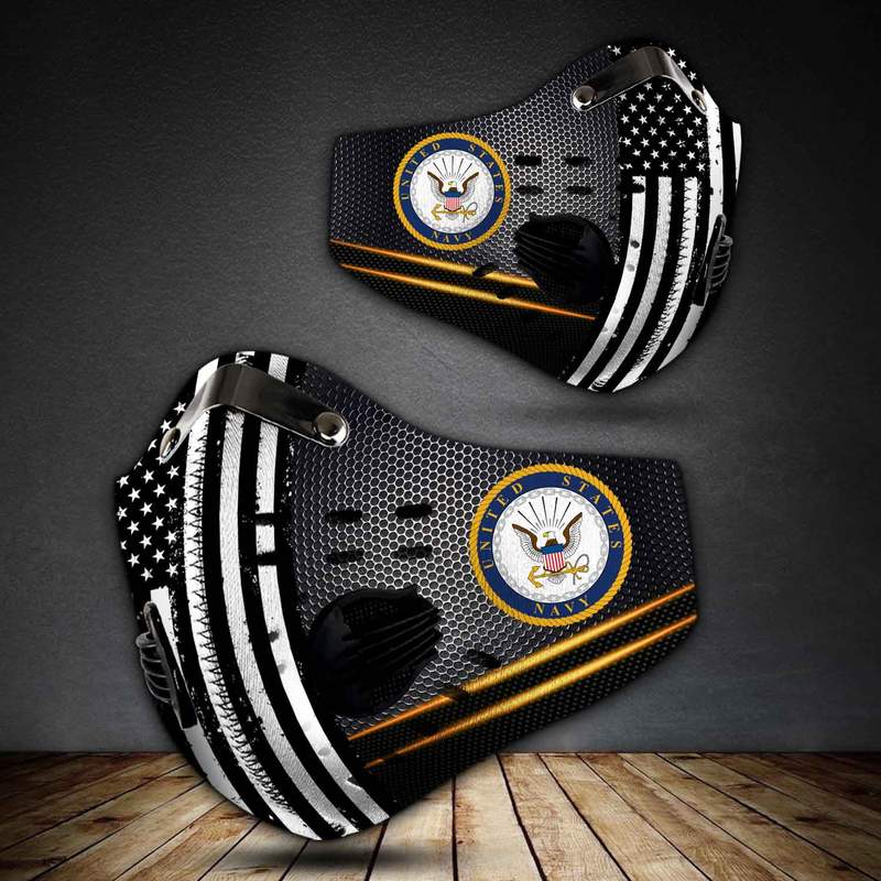 United states navy american flag metallic filter activated carbon face mask 1