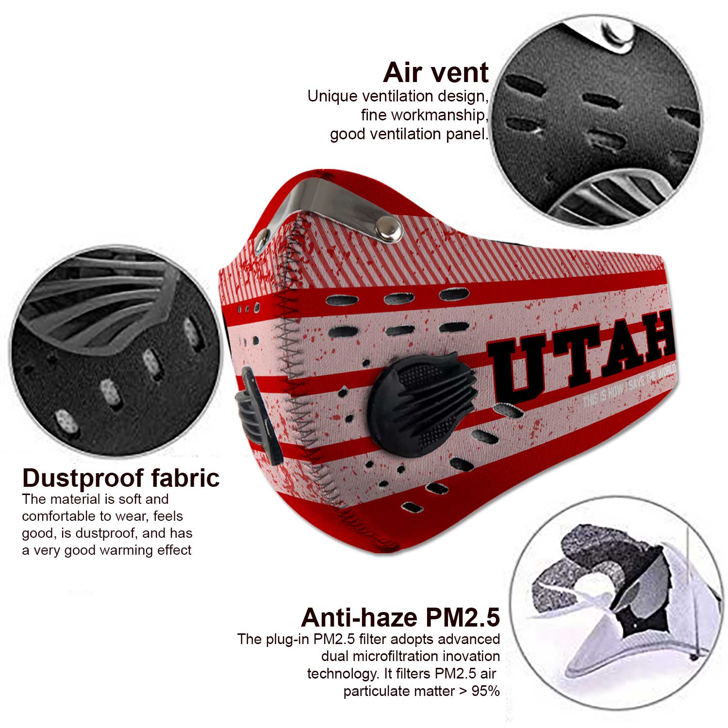 Utah utes football this is how i save the world carbon filter face mask 3