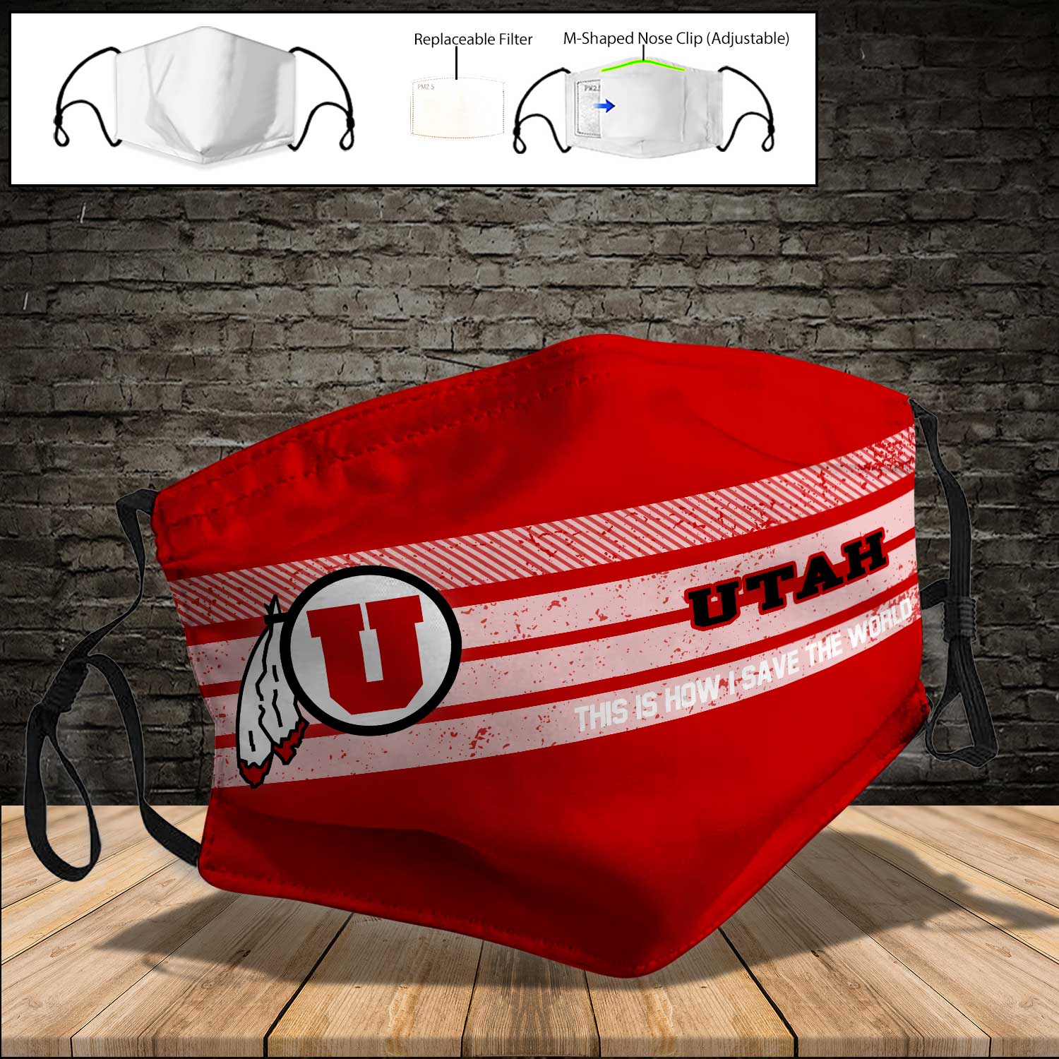 Utah utes this is how i save the world full printing face mask 3