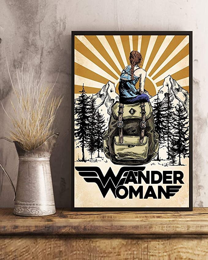 Wander woman camping retro sun poster 4