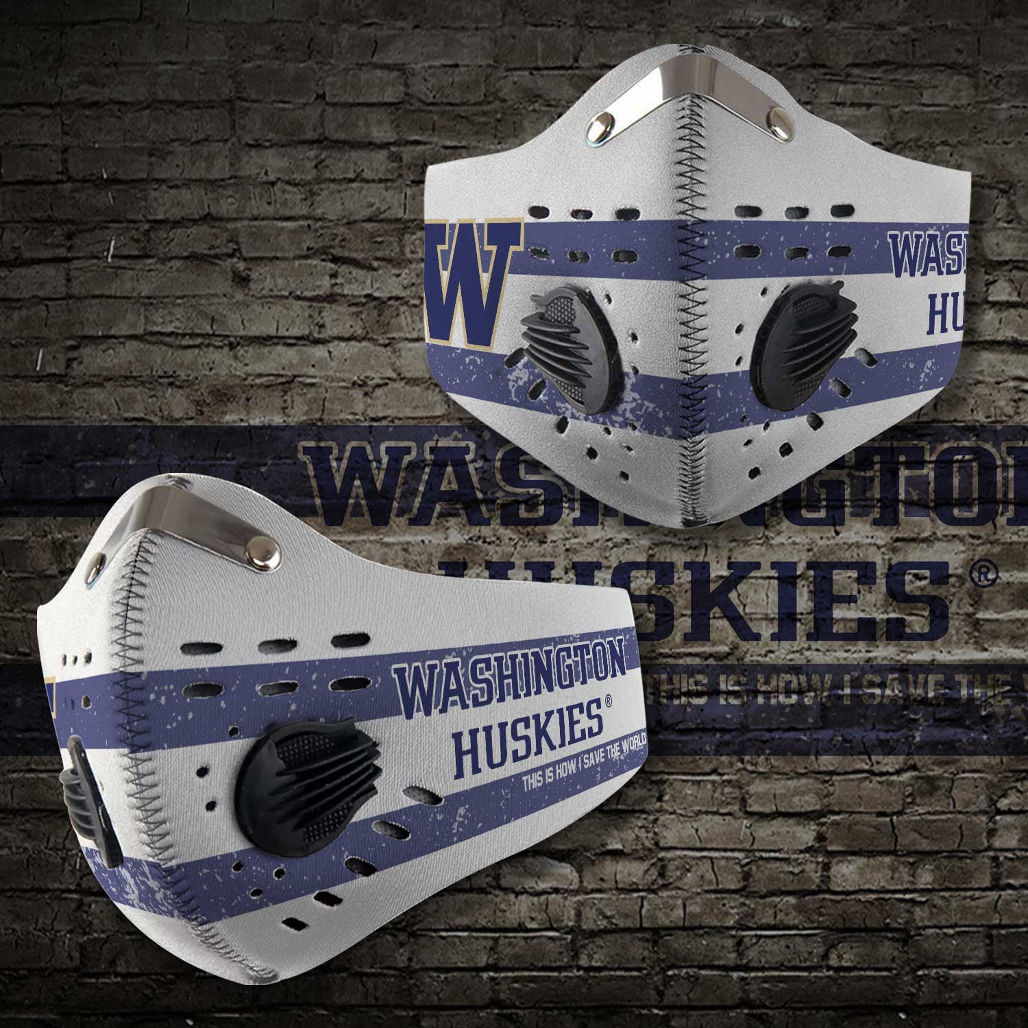 Washington huskies this is how i save the world carbon filter face mask 1