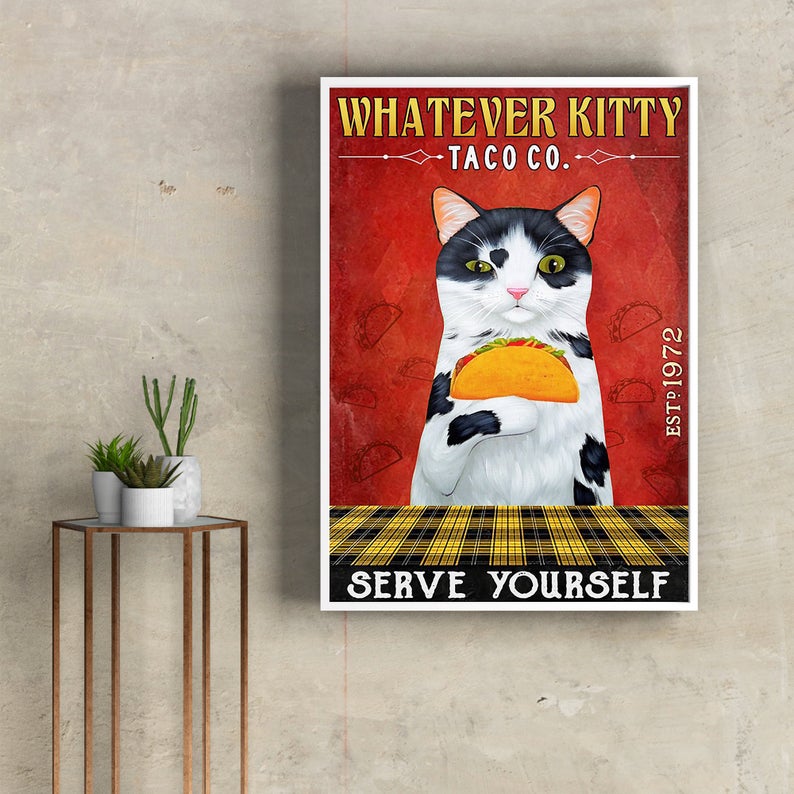 Whatever kitty serve yourself taco co vintage poster 1