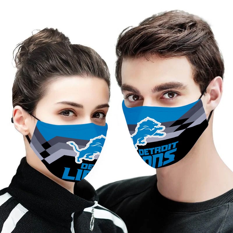 Detroit lions team full over printed face mask 1