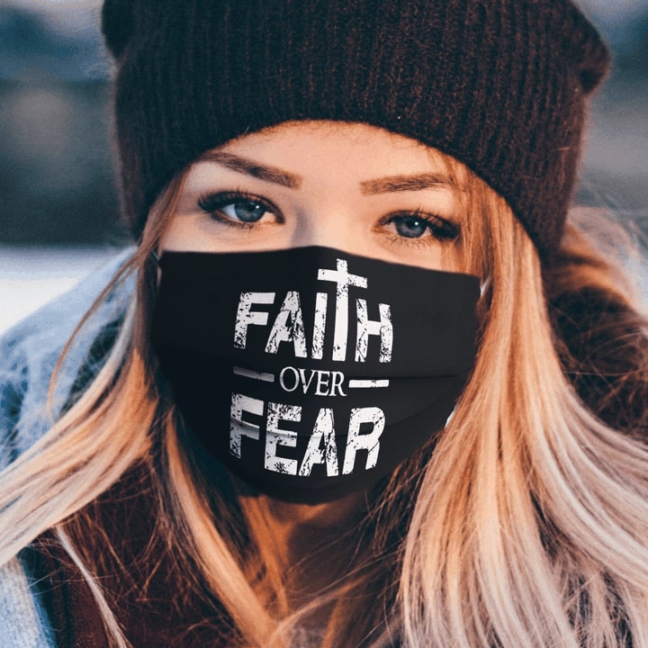 Faith over fear full over printed face mask 1