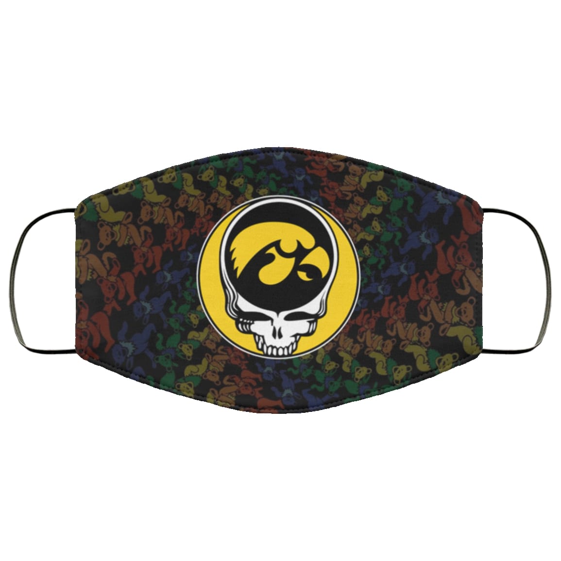 Grateful dead iowa hawkeyes full over printed face mask 1