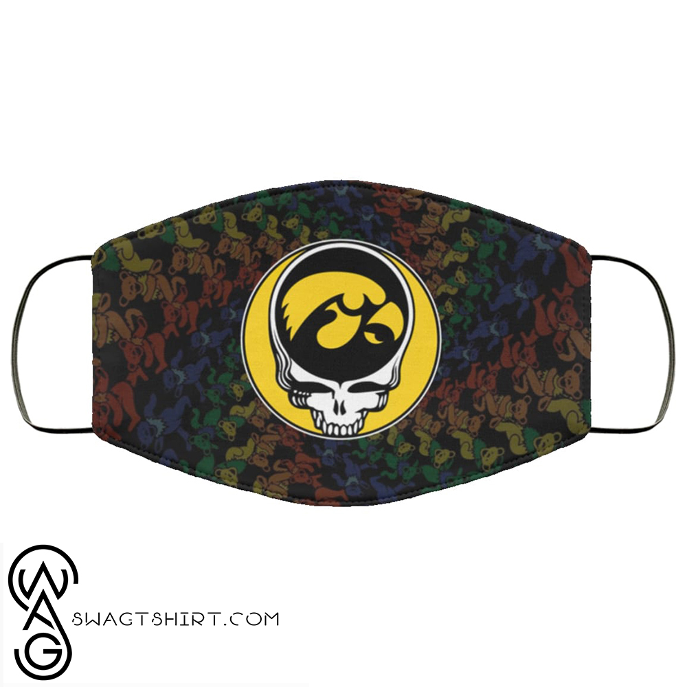 Grateful dead iowa hawkeyes full over printed face mask