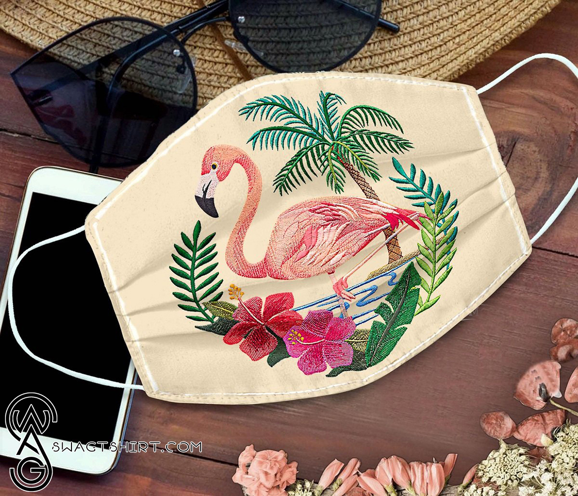 Hawaiian tropical flower flamingo anti pollution face mask