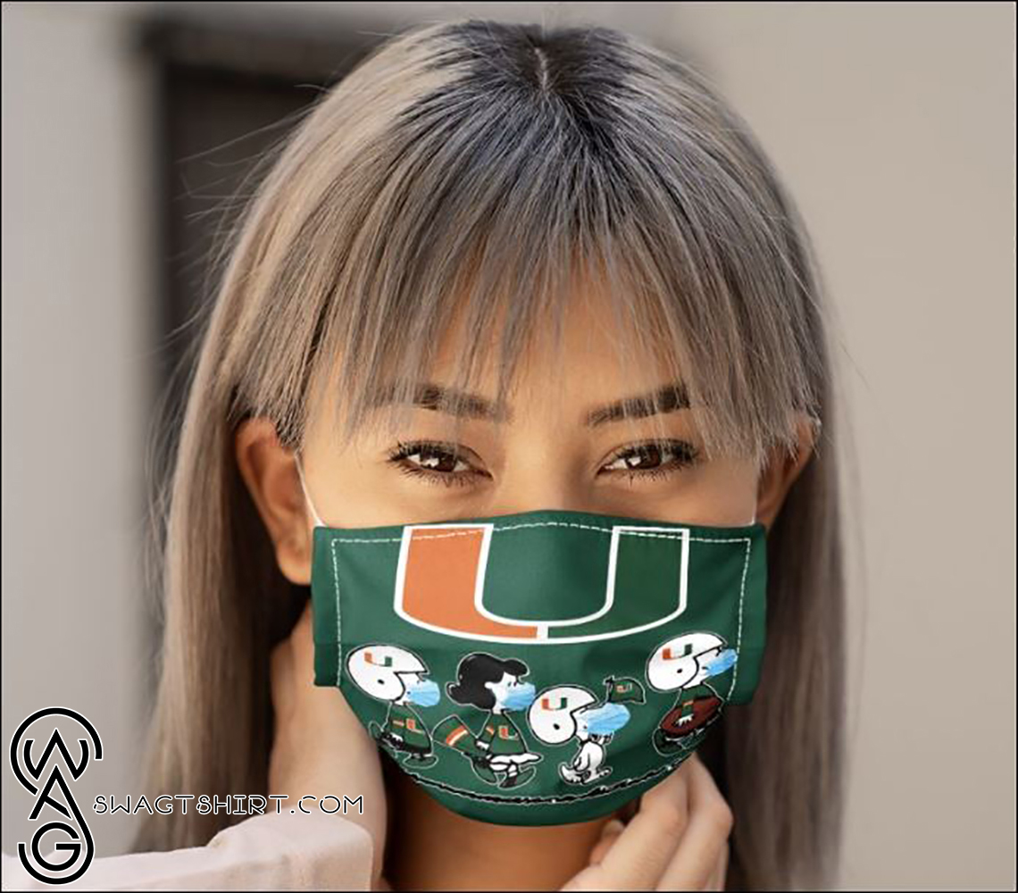Miami hurricanes snoopy and friends anti pollution face mask