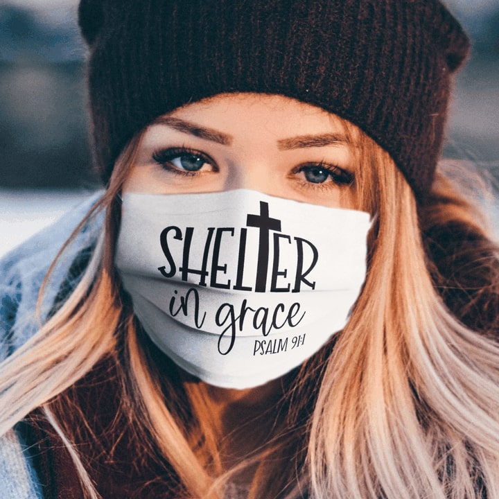 Shelter in grace psalm full over printed face mask 1