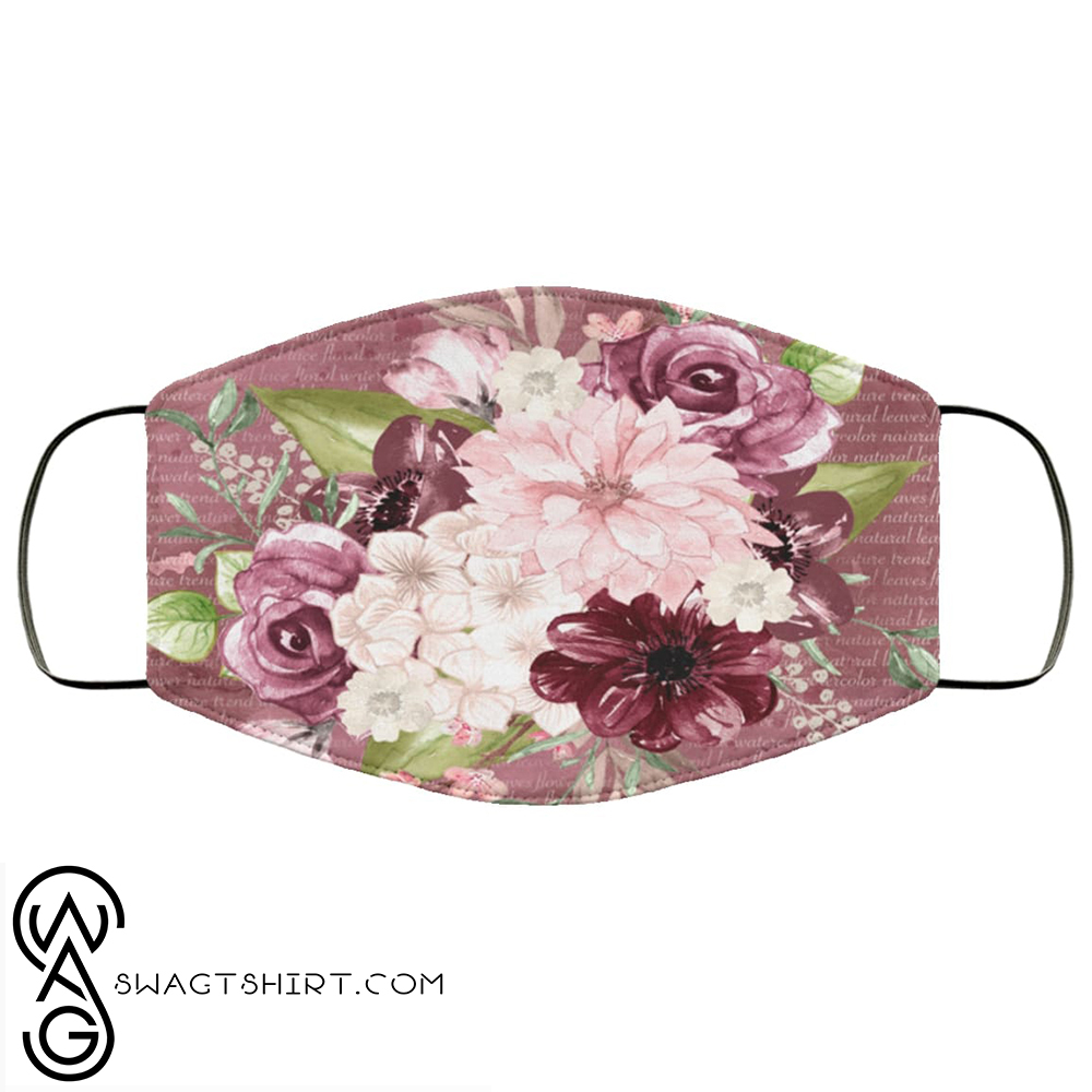 Spring flowers full over printed face mask