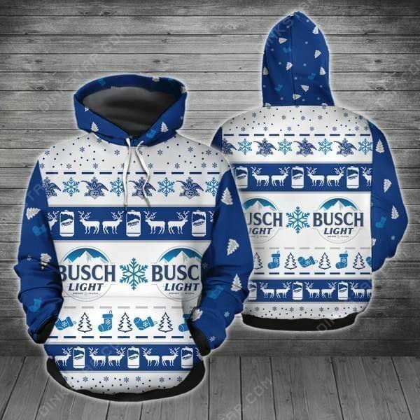 christmas busch light all over printed hoodie
