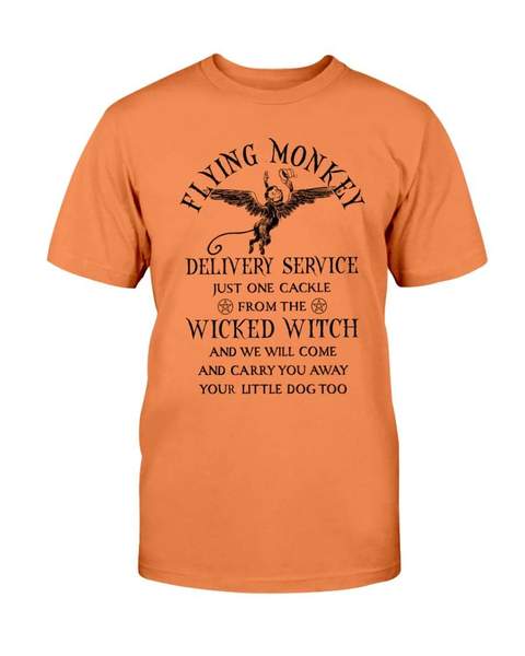 halloween flying monkey delivery service just one cackle from the wicked witch tshirt - Copy