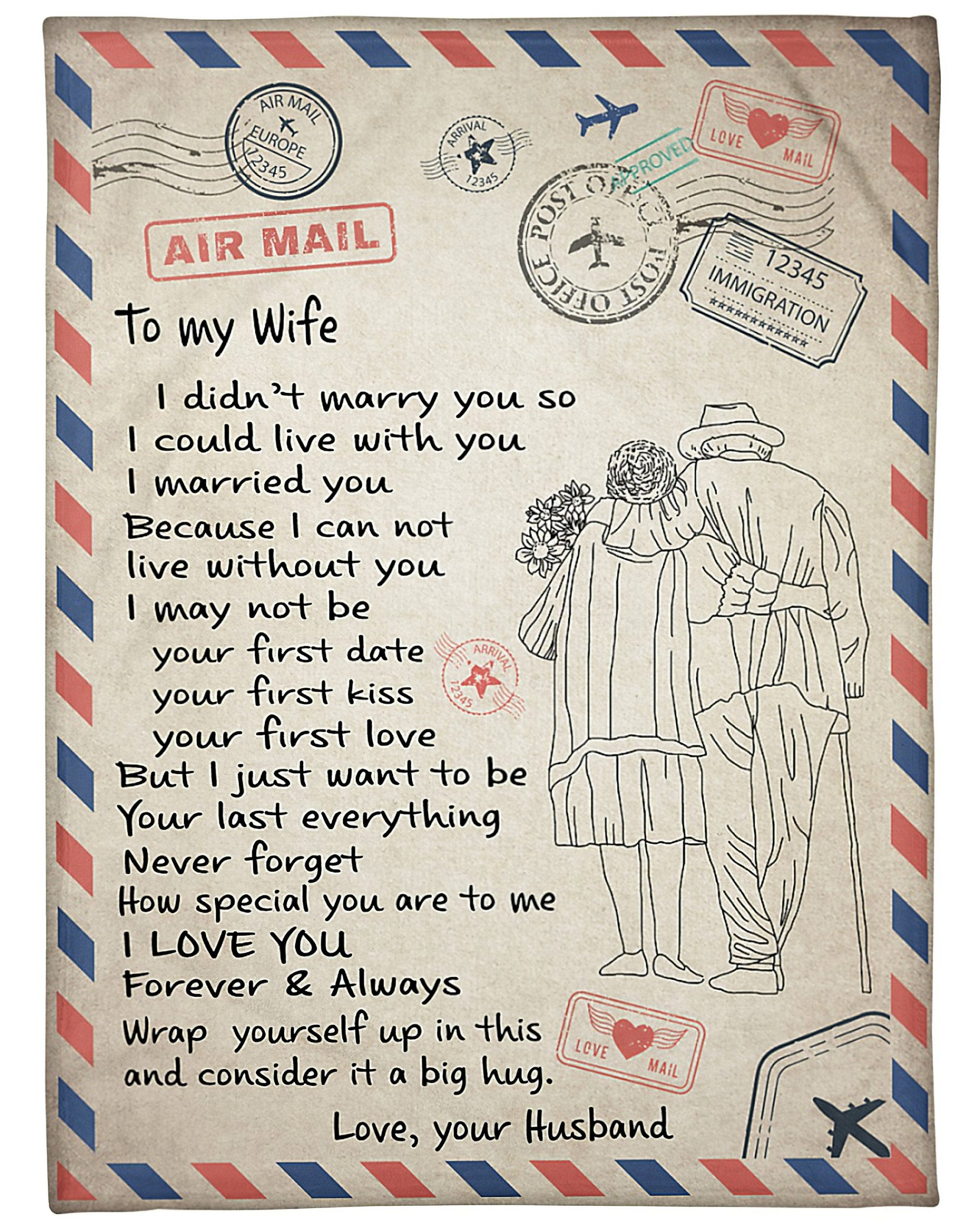 letter to my wife love your husband blanket 1
