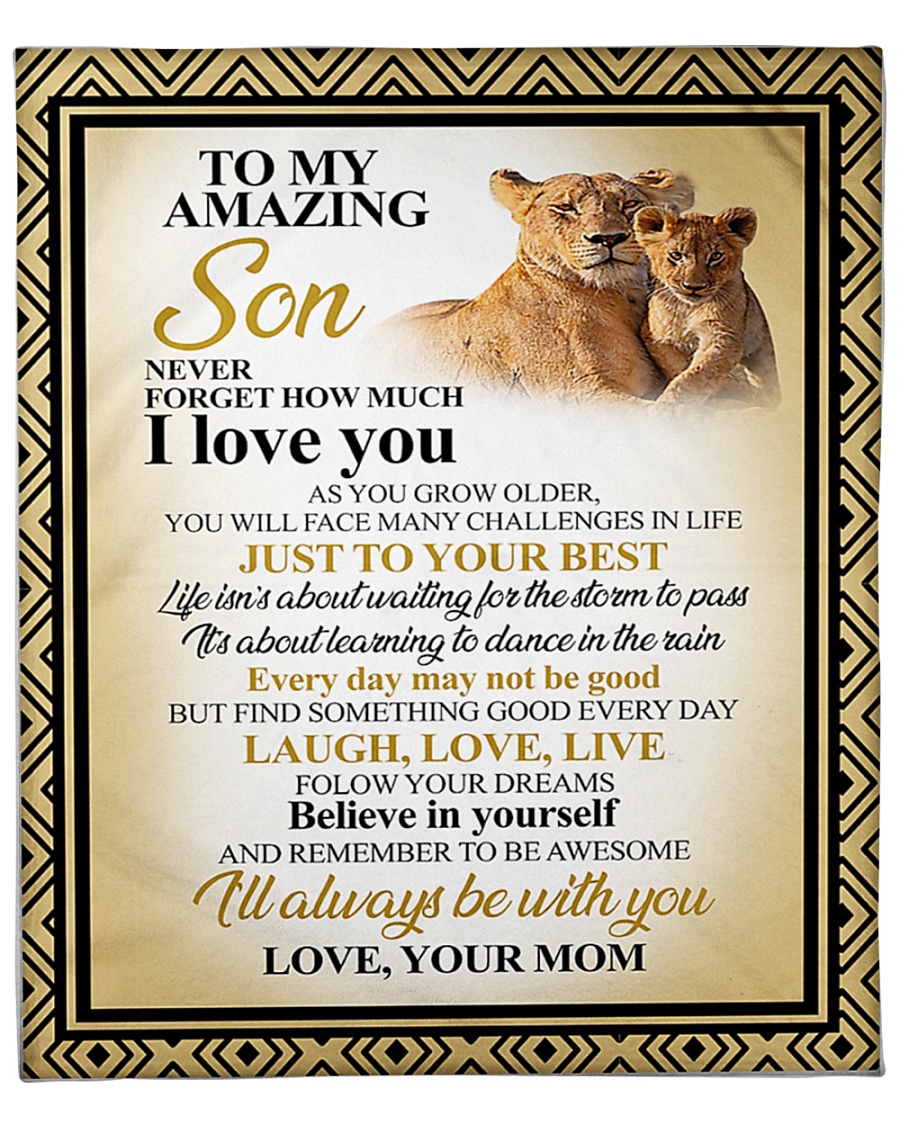 lion to my amazing son never forget how much i love you blanket 1