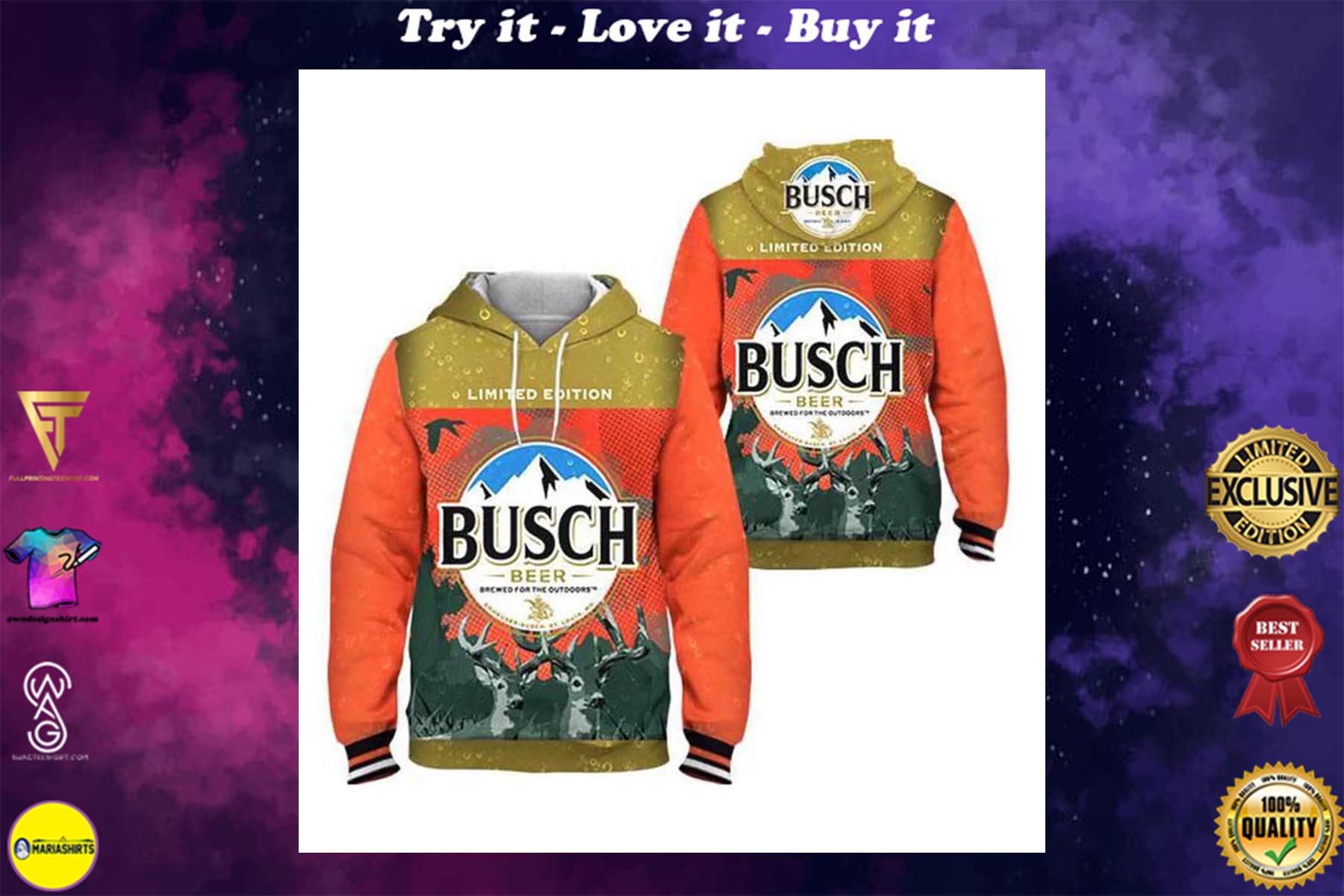 busch beer limited edition brewed for the outdoors full printing shirt