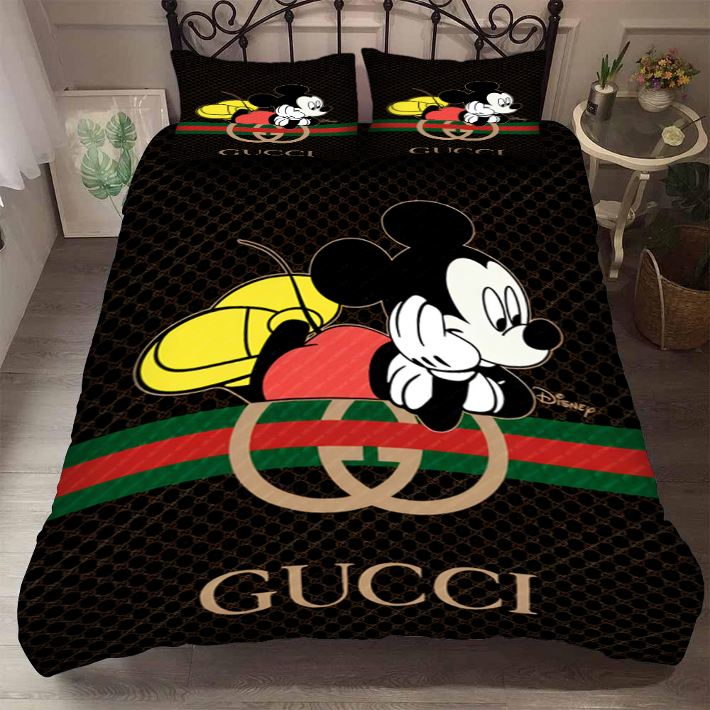 gucci and mickey mouse bedding set 3