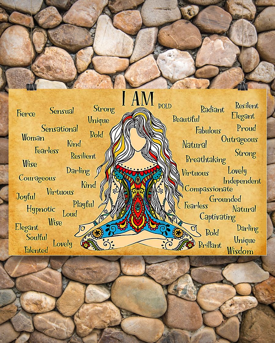 hippie girl yoga i am kind lovely strong proud unique poster 2