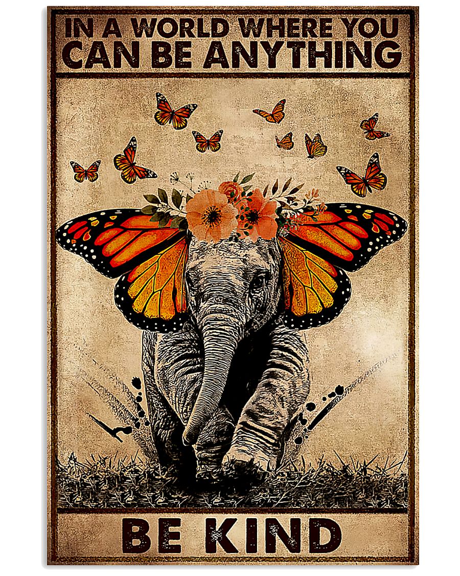 in a world where you can be anything be kind elephant retro poster 1