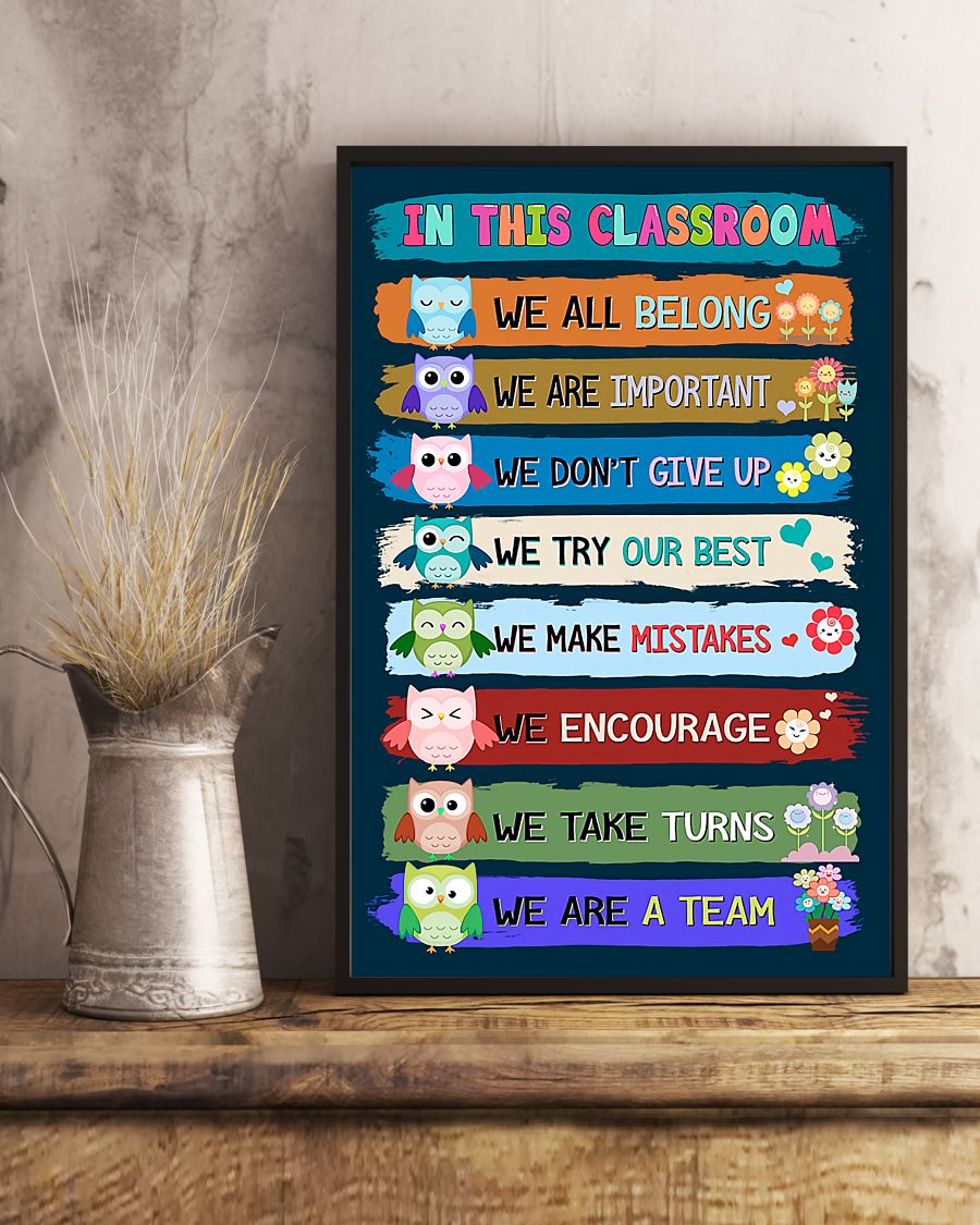 in this classroom we all belong we are a team back to school poster 2