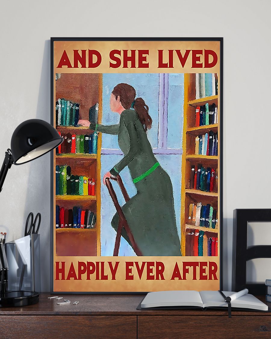 librarian and she lived happily ever after retro poster 2